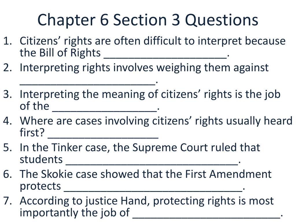 PPT - Chapter 6 Section 3 Questions PowerPoint Presentation, free ...