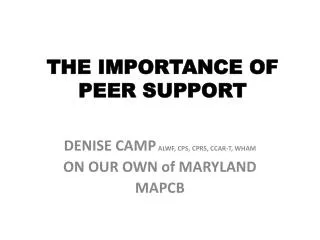 THE IMPORTANCE OF PEER SUPPORT