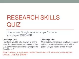 Research Skills Quiz