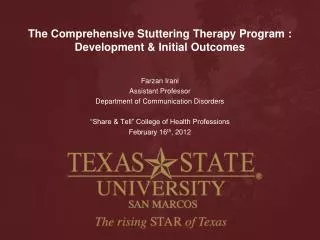 The Comprehensive Stuttering Therapy Program : Development &amp; Initial Outcomes