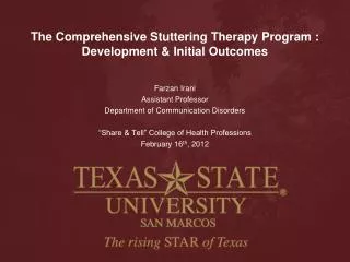 the comprehensive stuttering therapy program development initial outcomes