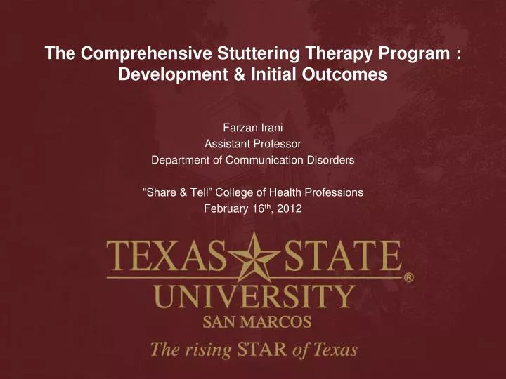 the comprehensive stuttering therapy program development initial outcomes