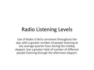 Radio Listening Levels
