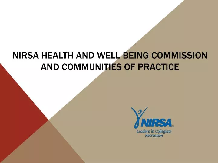 nirsa health and well being commission and communities of practice