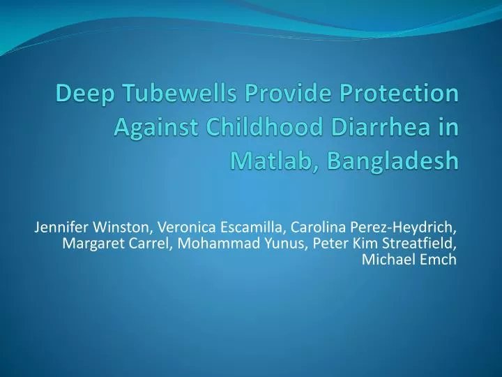 deep tubewells provide protection against childhood diarrhea in matlab bangladesh