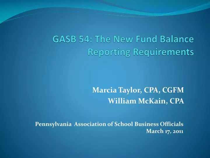 gasb 54 the new fund balance reporting requirements