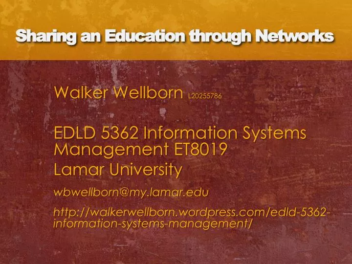 sharing an education through networks