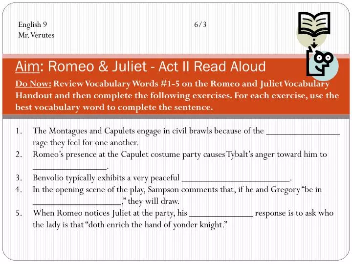 aim romeo juliet act ii read aloud