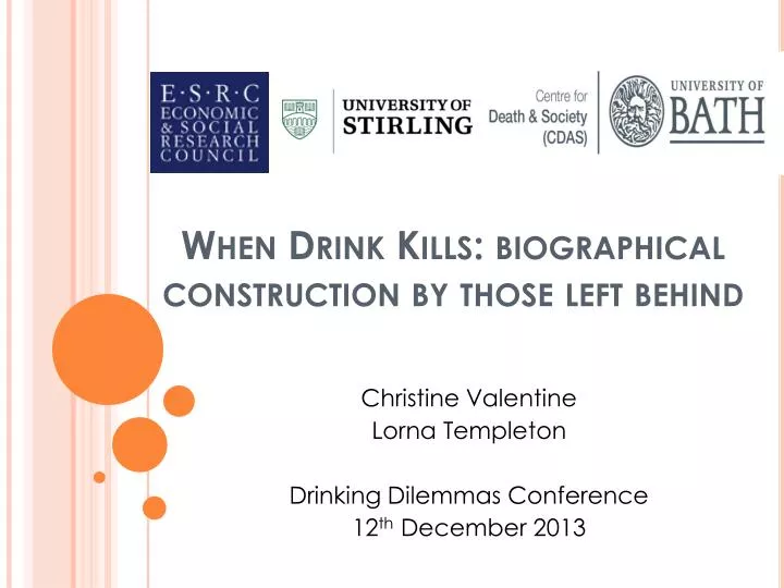 when drink kills biographical construction by those left behind