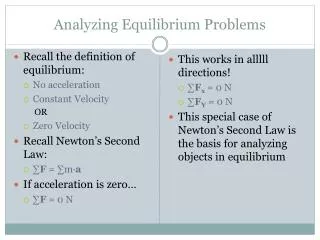 Analyzing Equilibrium Problems