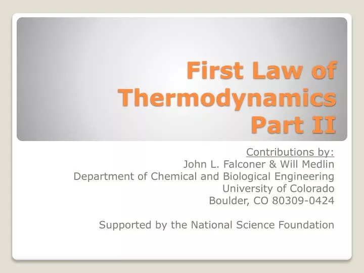 first law of thermodynamics part ii