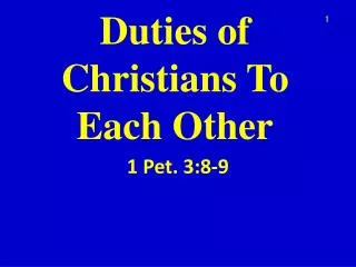 Duties of Christians To Each Other