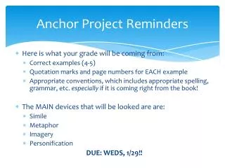 Anchor Project Reminders