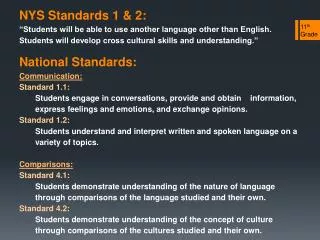 NYS Standards 1 &amp; 2: