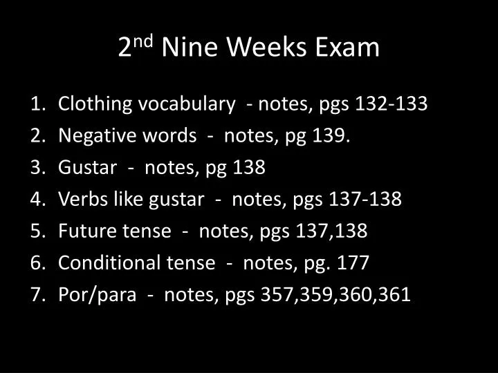2 nd nine weeks exam