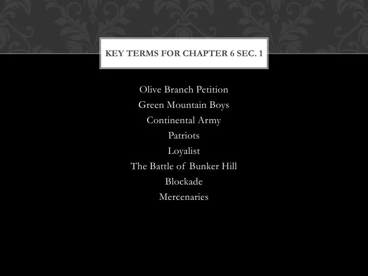 key terms for chapter 6 sec 1