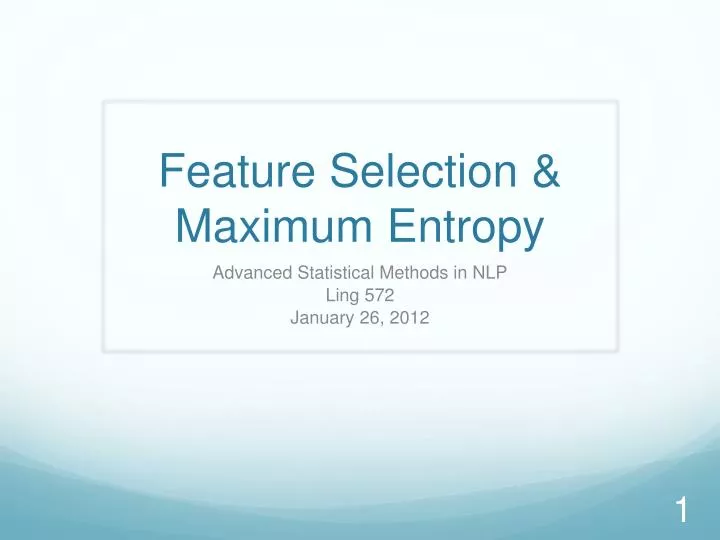 feature selection maximum entropy