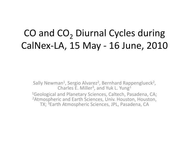 co and co 2 diurnal cycles during calnex la 15 may 16 june 2010