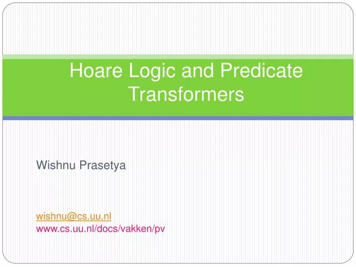 hoare logic and predicate transformers