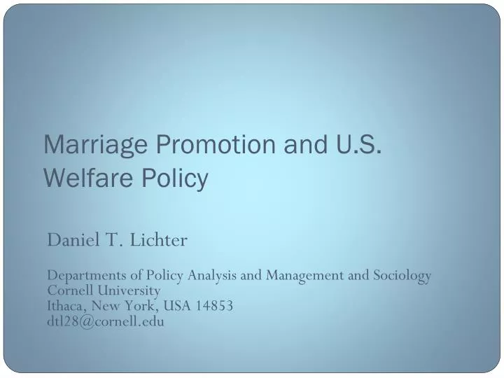 marriage promotion and u s welfare policy