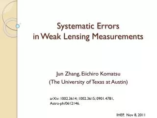 Systematic Errors in Weak Lensing Measurements