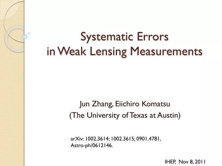 systematic errors in weak lensing measurements
