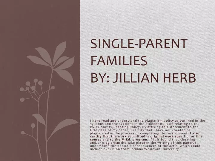 single parent families by jillian herb