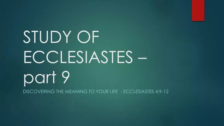 study of ecclesiastes part 9