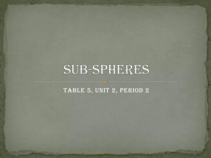 sub spheres