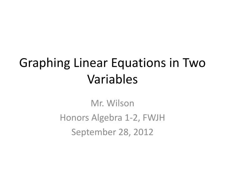 graphing linear equations in two variables