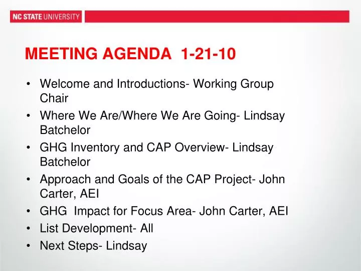 meeting agenda 1 21 10