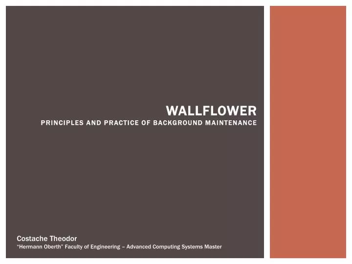 wallflower principles and practice of background maintenance