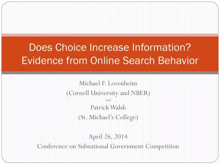 does choice increase information evidence from online search behavior