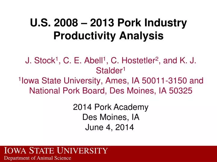 u s 2008 2013 pork industry productivity analysis