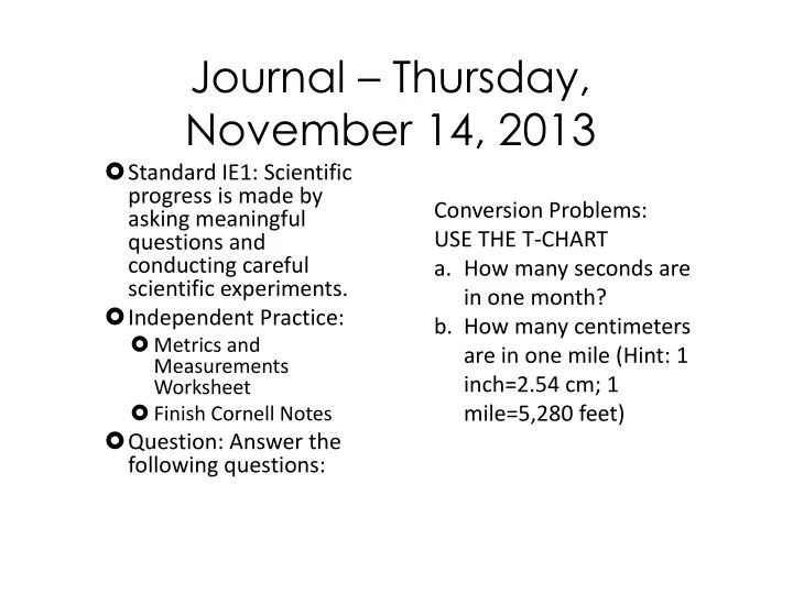 journal thur sday november 14 2013