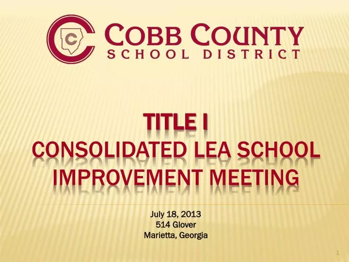 title i consolidated lea school improvement meeting