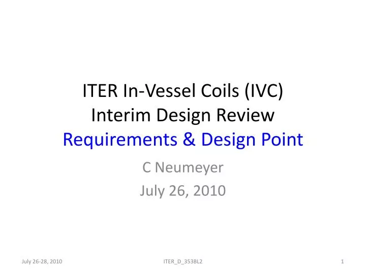 iter in vessel coils ivc interim design review requirements design point