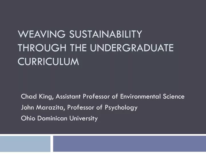 weaving sustainability through the undergraduate curriculum