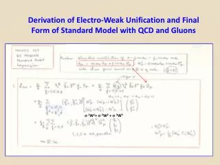 Derivation of Electro-Weak Unification and Final Form of Standard Model with QCD and Gluons