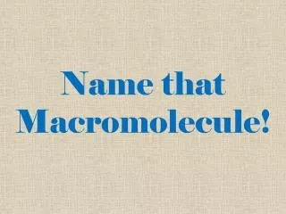 Name that Macromolecule!