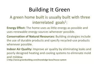 Building It Green