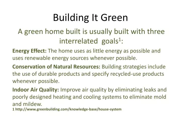 building it green