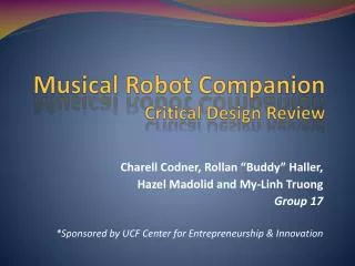 Musical Robot Companion Critical Design Review