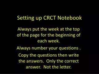 Setting up CRCT Notebook