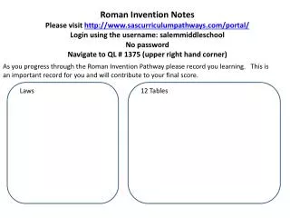 Roman Invention Notes Please visit sascurriculumpathways/portal/