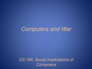 Computers and War