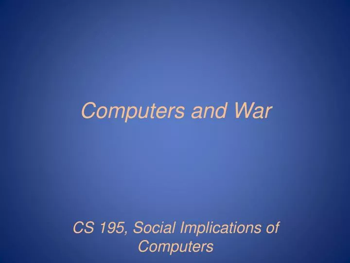 computers and war