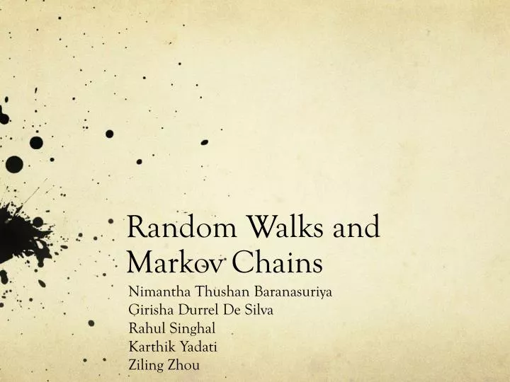 random walks and markov chains