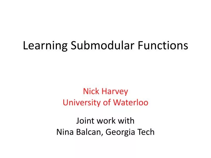 learning submodular functions