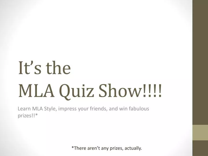 it s the mla quiz show